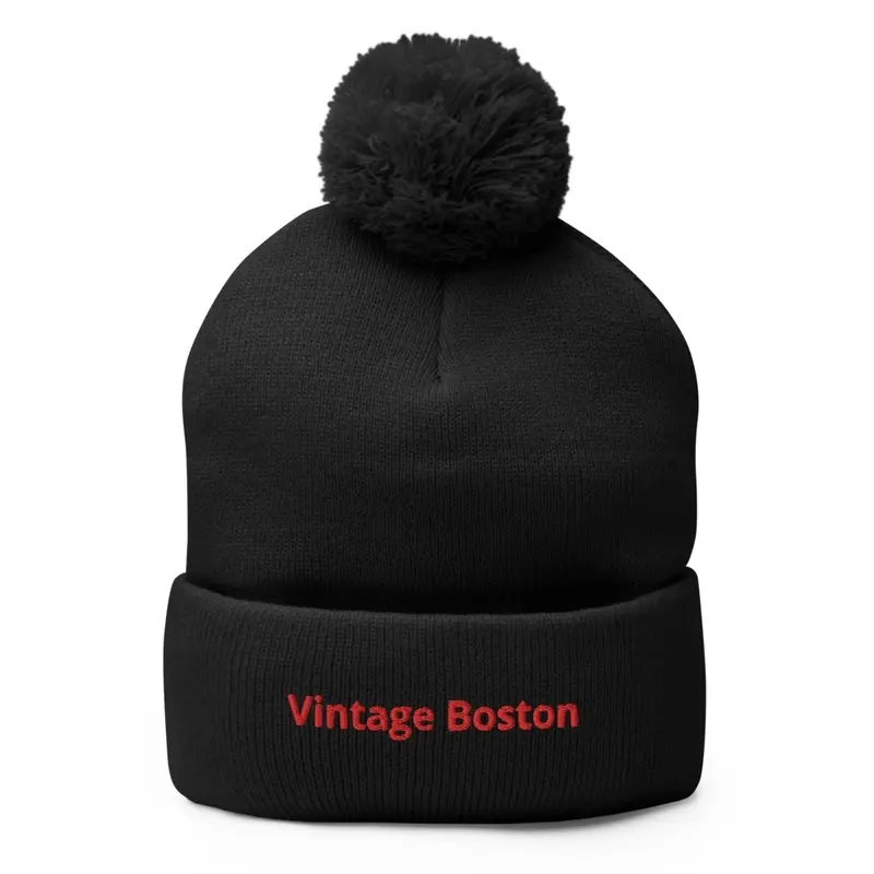 Vintage Boston © Pompom Beanie - RED