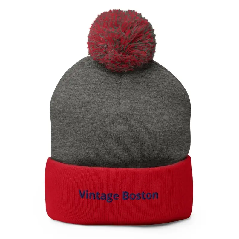 Vintage Boston © Pompom Beanie - Navy